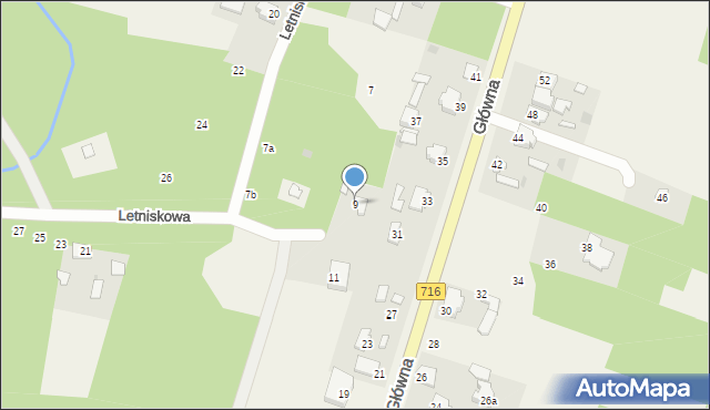 Nowe Chrusty, Letniskowa, 9, mapa Nowe Chrusty