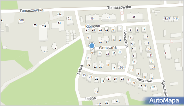 Nowe Miasto nad Pilicą, Leśna, 9, mapa Nowe Miasto nad Pilicą