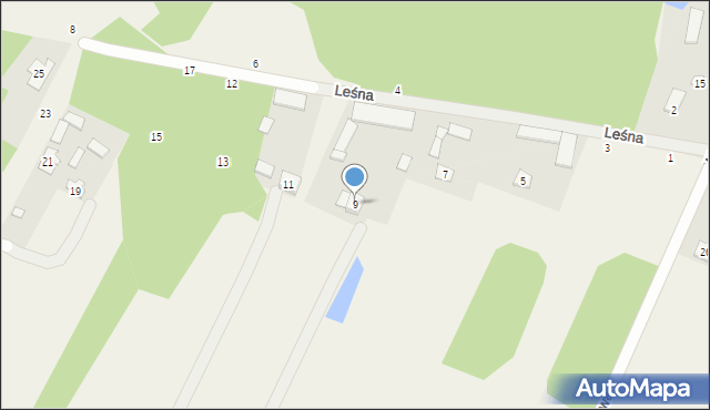 Nowe Osiny, Leśna, 9, mapa Nowe Osiny