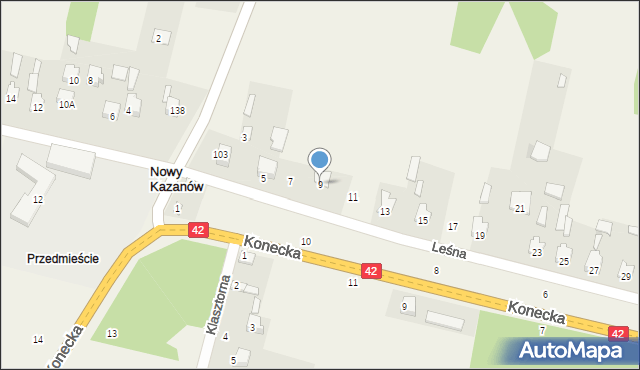 Nowe Sierosławice, Leśna, 9, mapa Nowe Sierosławice