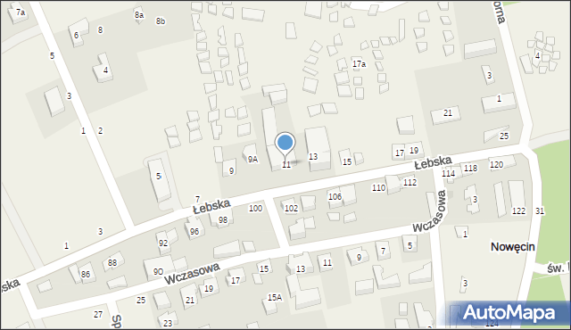 Nowęcin, Łebska, 11, mapa Nowęcin