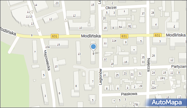 Nowy Dwór Mazowiecki, Legionów, 9, mapa Nowy Dwór Mazowiecki