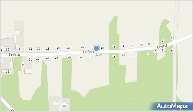 Nowy Kraszew, Leśna, 17, mapa Nowy Kraszew