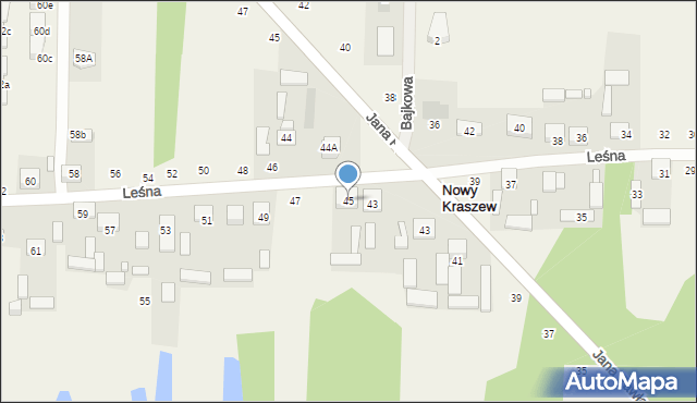 Nowy Kraszew, Leśna, 45, mapa Nowy Kraszew