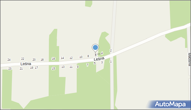 Nowy Kraszew, Leśna, 6, mapa Nowy Kraszew