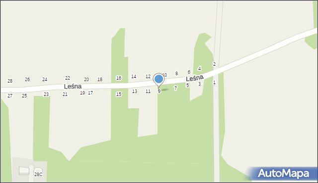 Nowy Kraszew, Leśna, 9, mapa Nowy Kraszew