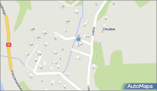 Nowy Sącz, Leśna, 11, mapa Nowego Sącza
