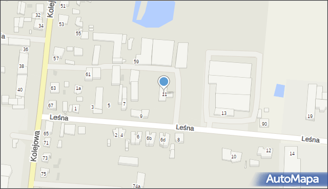 Nowy Tomyśl, Leśna, 11, mapa Nowy Tomyśl