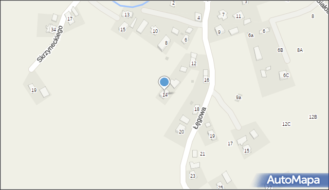 Odrzykoń, Łęgowa, 14, mapa Odrzykoń