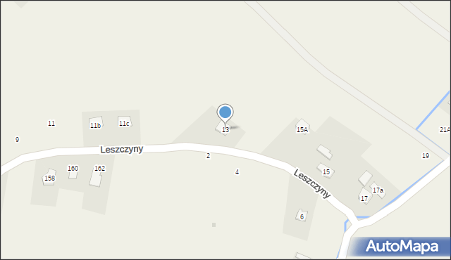 Odrzykoń, Leszczyny, 13, mapa Odrzykoń