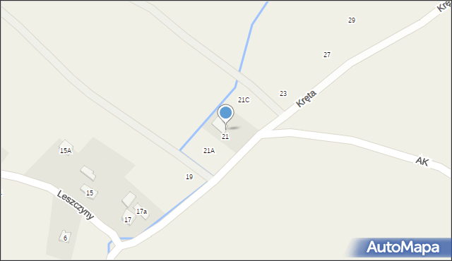 Odrzykoń, Leszczyny, 21B, mapa Odrzykoń