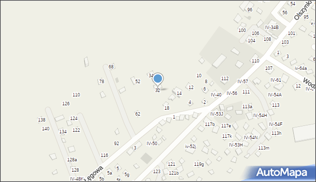 Okuninka, Łęgowa, 32, mapa Okuninka