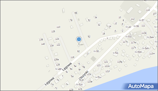 Okuninka, Łęgowa, 86, mapa Okuninka