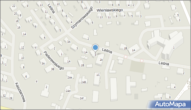 Olecko, Leśna, 1, mapa Olecko