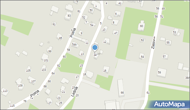 Olsztyn, Leśna, 14, mapa Olsztyna
