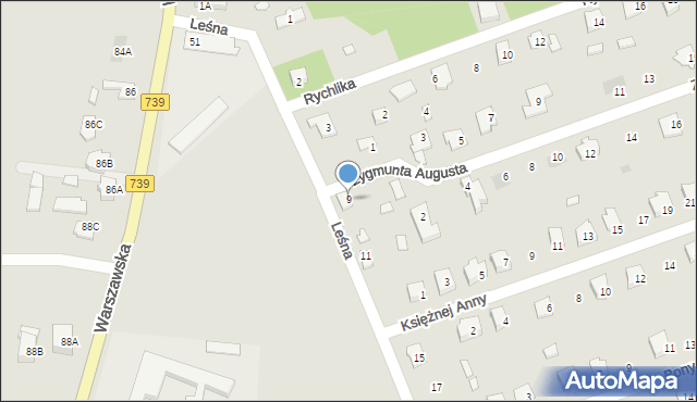 Osieck, Leśna, 9, mapa Osieck