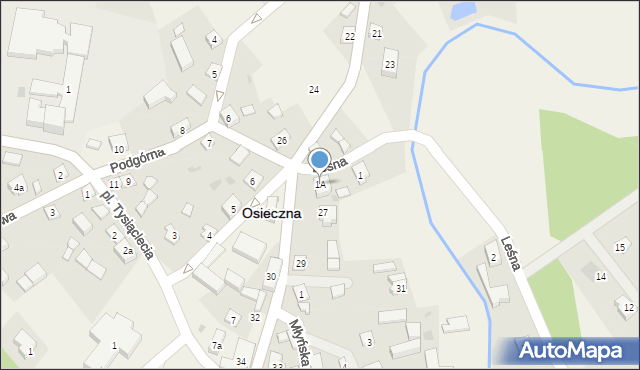 Osieczna, Leśna, 1A, mapa Osieczna