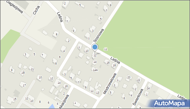 Osiek nad Wisłą, Leśna, 12, mapa Osiek nad Wisłą