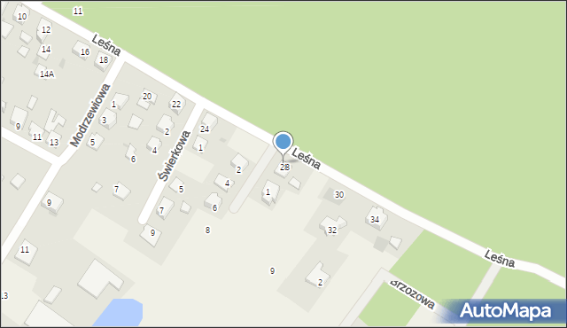 Osiek nad Wisłą, Leśna, 28, mapa Osiek nad Wisłą