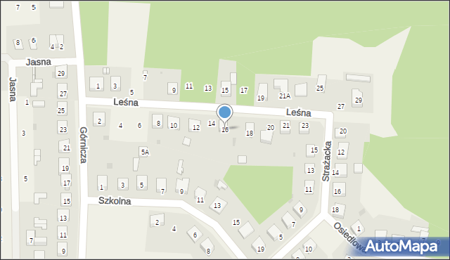 Osiny, Leśna, 16, mapa Osiny