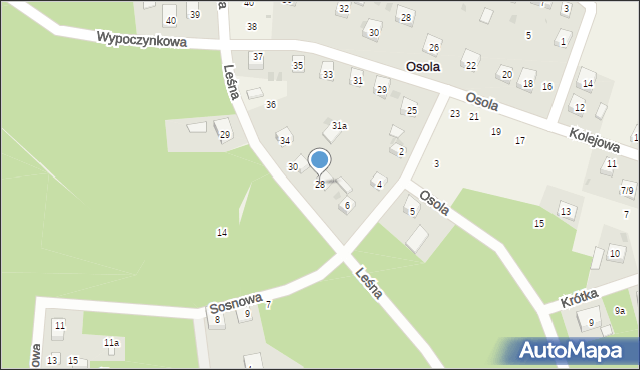 Osola, Leśna, 28, mapa Osola