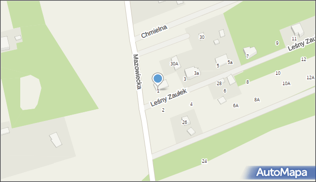 Osowiec, Leśny Zaułek, 1, mapa Osowiec