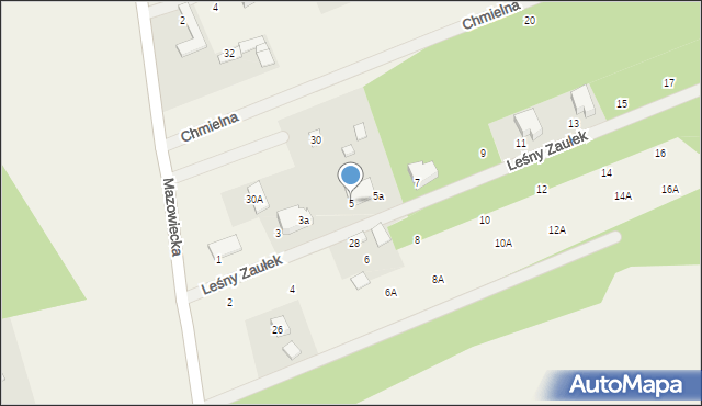 Osowiec, Leśny Zaułek, 5, mapa Osowiec