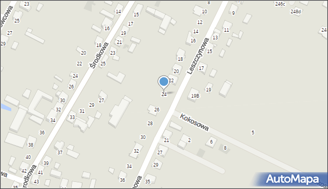 Ostrów Wielkopolski, Leszczynowa, 24, mapa Ostrów Wielkopolski