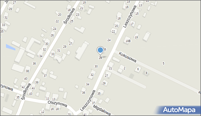 Ostrów Wielkopolski, Leszczynowa, 28, mapa Ostrów Wielkopolski
