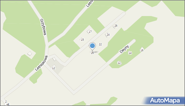 Ostrykół Dworski, Letniskowa, 20, mapa Ostrykół Dworski