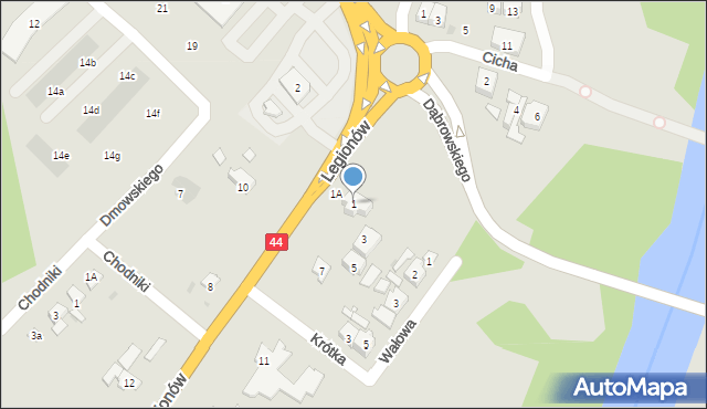 Oświęcim, Legionów, 1, mapa Oświęcimia