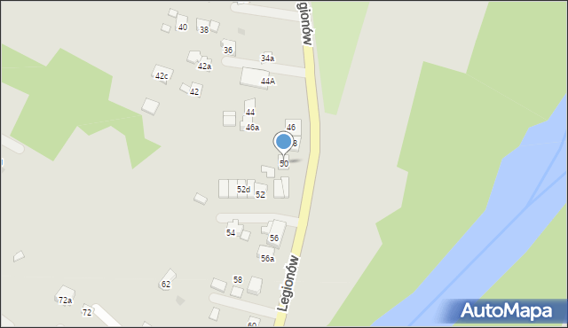 Oświęcim, Legionów, 50, mapa Oświęcimia