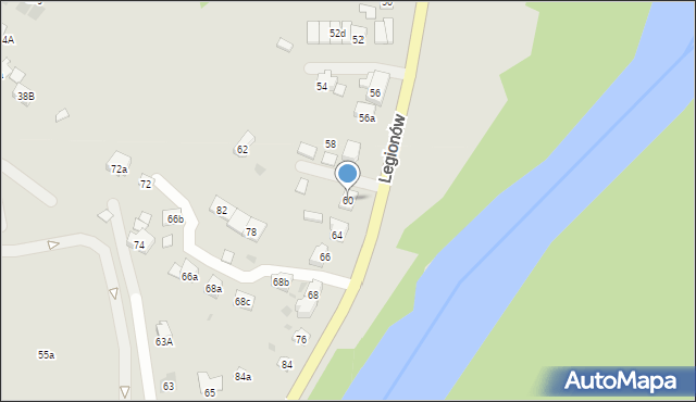 Oświęcim, Legionów, 60, mapa Oświęcimia