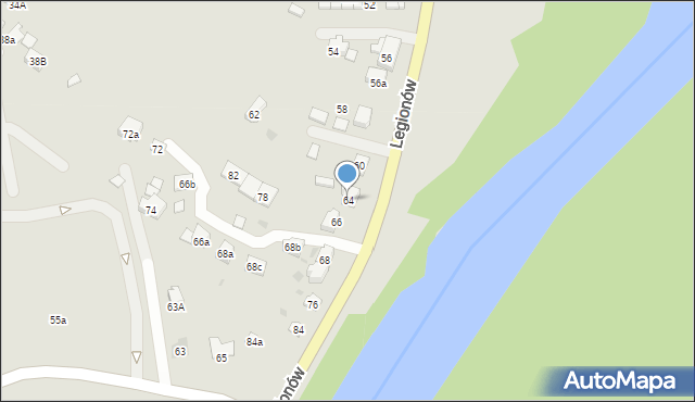Oświęcim, Legionów, 64, mapa Oświęcimia