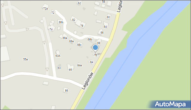 Oświęcim, Legionów, 76, mapa Oświęcimia