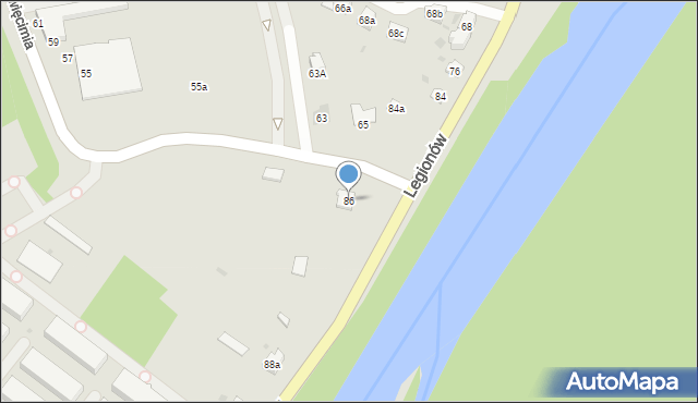 Oświęcim, Legionów, 86, mapa Oświęcimia