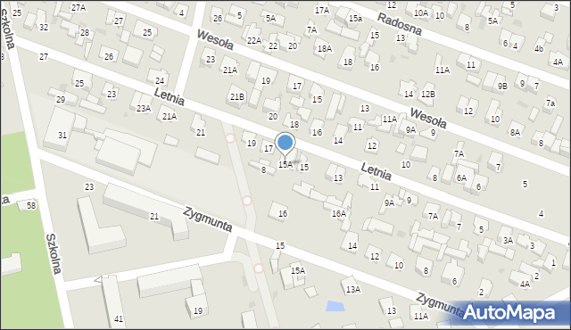 Otwock, Letnia, 15A, mapa Otwock