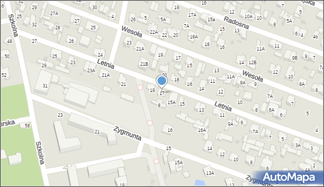 Otwock, Letnia, 17, mapa Otwock