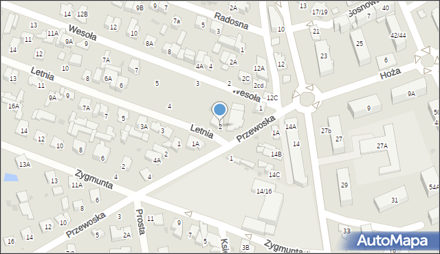 Otwock, Letnia, 2, mapa Otwock