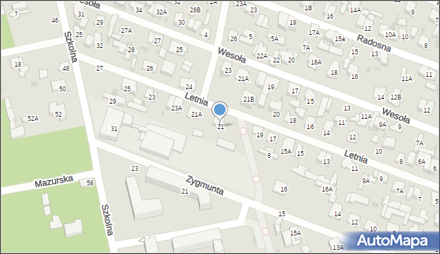 Otwock, Letnia, 21, mapa Otwock
