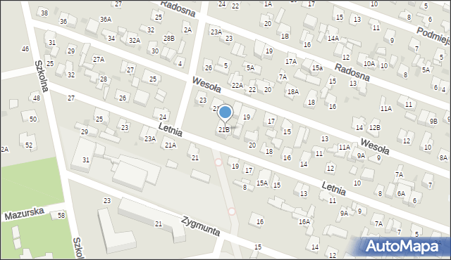 Otwock, Letnia, 22, mapa Otwock