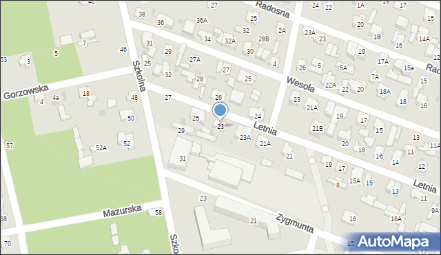 Otwock, Letnia, 23, mapa Otwock