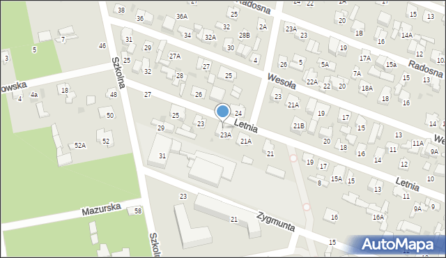 Otwock, Letnia, 23b, mapa Otwock