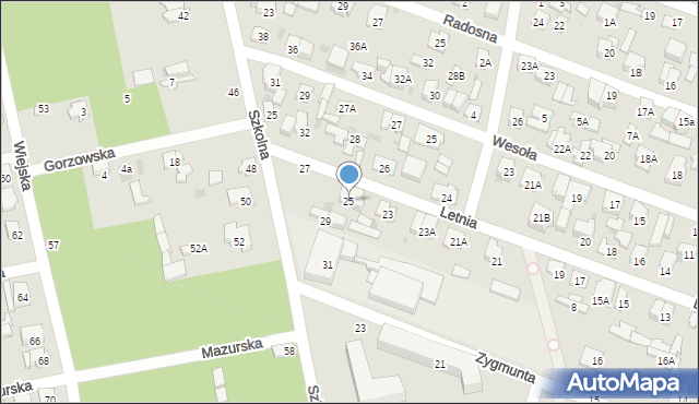 Otwock, Letnia, 25, mapa Otwock