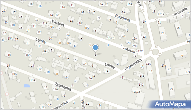 Otwock, Letnia, 4, mapa Otwock