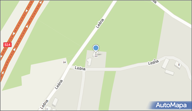Pabianice, Leśna, 11, mapa Pabianic