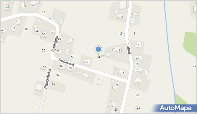 Paszkówka, Leśna, 14, mapa Paszkówka