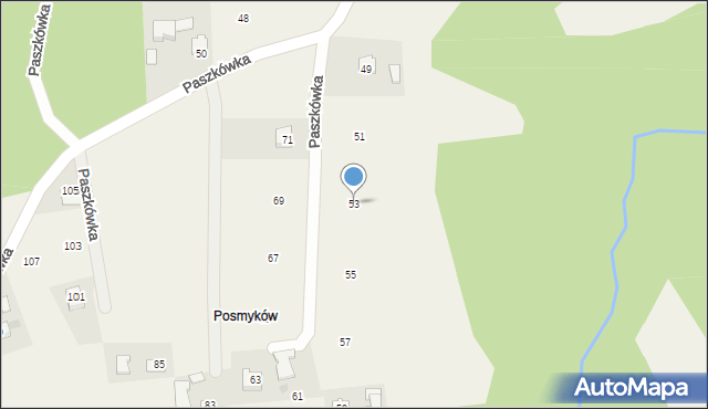 Paszkówka, Leśna, 53, mapa Paszkówka
