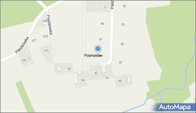 Paszkówka, Leśna, 65, mapa Paszkówka