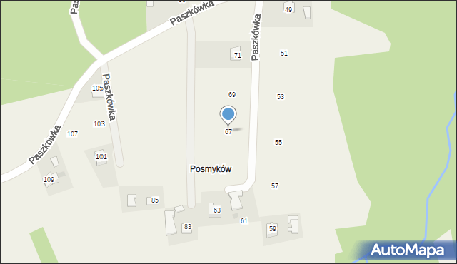 Paszkówka, Leśna, 67, mapa Paszkówka